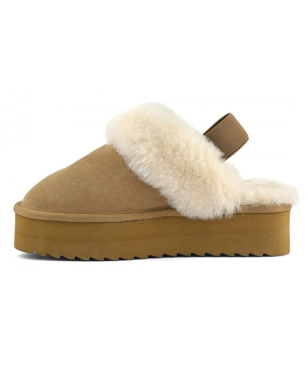 Colors of California – HC.SHEARPLA4 – Plateau-Hausschuhe aus Schaffell in Kamelbraun