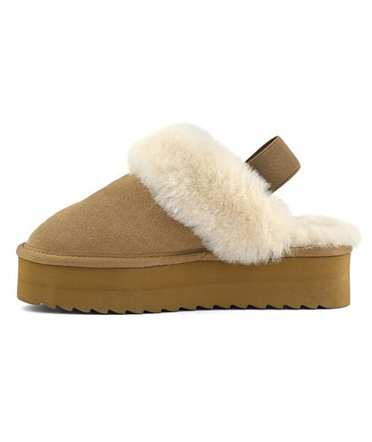 Colors of California – HC.SHEARPLA4 – Plateau-Hausschuhe aus Schaffell in Kamelbraun