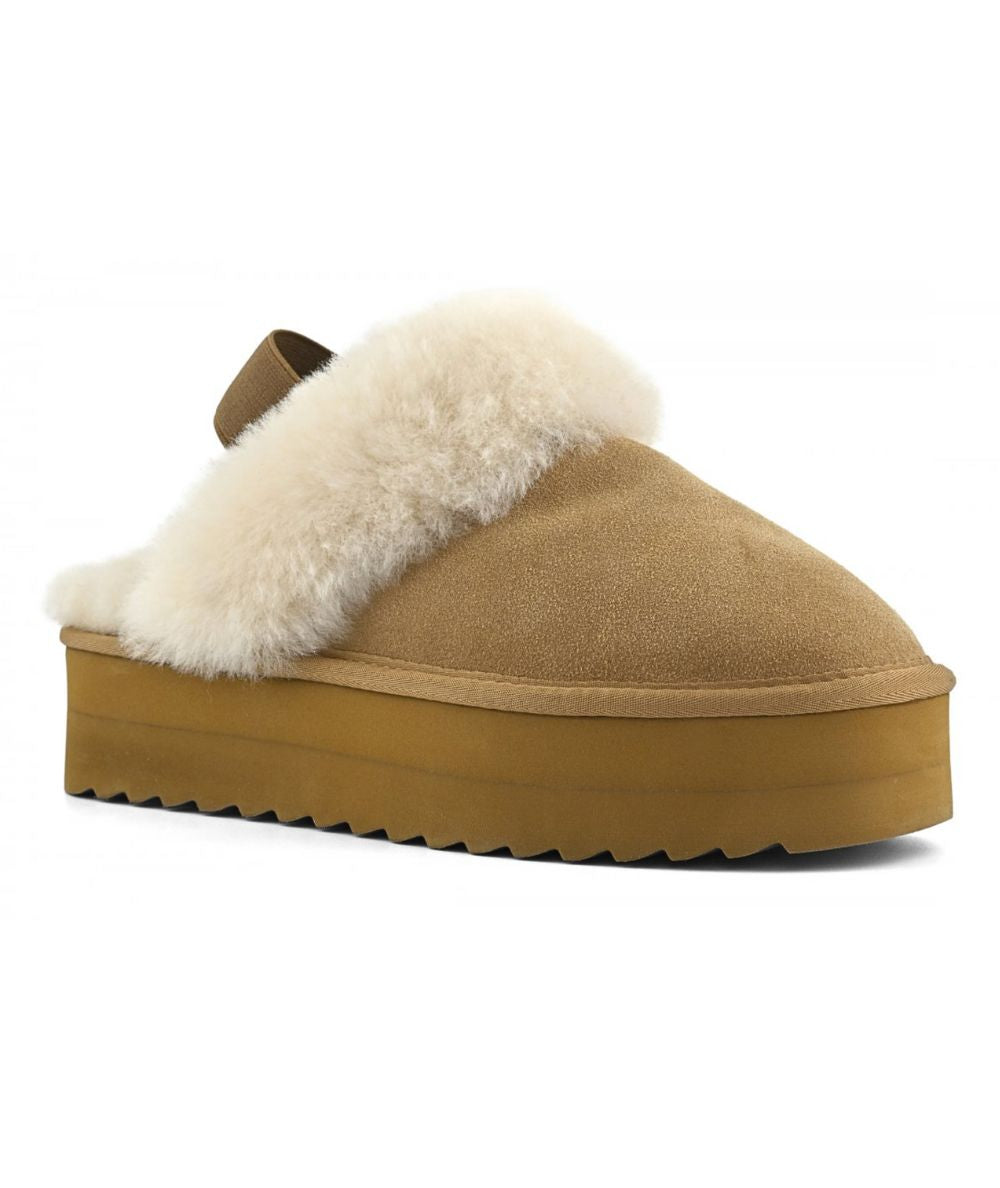 Colors of California – HC.SHEARPLA4 – Plateau-Hausschuhe aus Schaffell in Kamelbraun