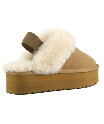 Colors of California – HC.SHEARPLA4 – Plateau-Hausschuhe aus Schaffell in Kamelbraun