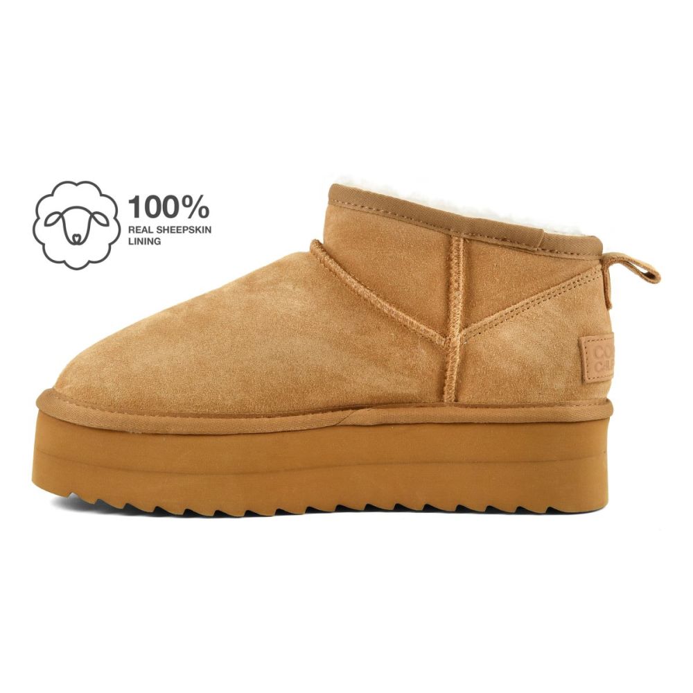 Colors of California Stivale Platform in Suede HC.SHEARPLA2 TAN Cammello