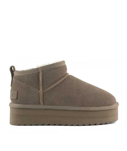 Colors of California Stivale Platform in Suede e Montone HC.SHEARPLA2 Grigio Taupe