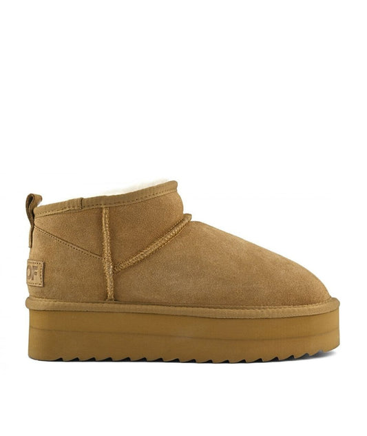 Colors of California Stivale Platform in Suede e Montone HC.SHEARPLA2 Beige