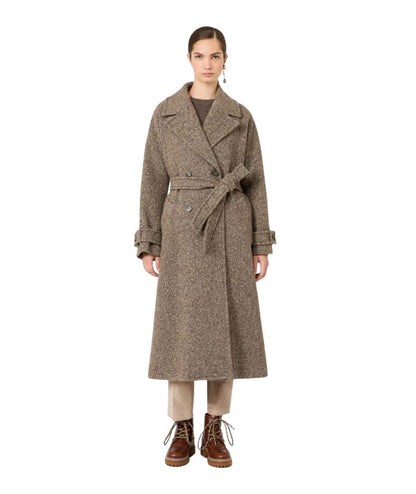 Max Mara Weekend Cappotto Lungo in Lana Tema Marrone