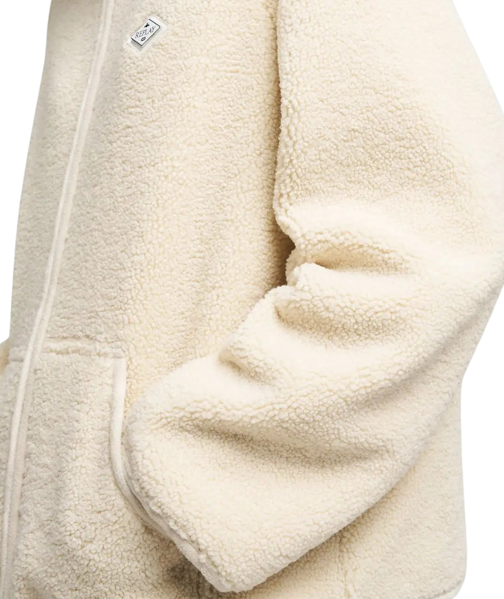 Replay Faux Shearling Jacket W7922.000.85285 White