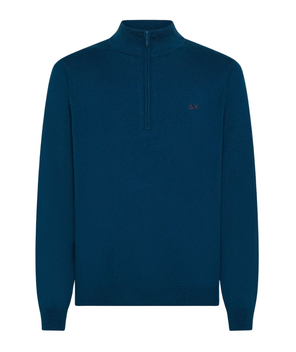 Sun68 Maglione Mezza Zip K45107 Blu Petrolio