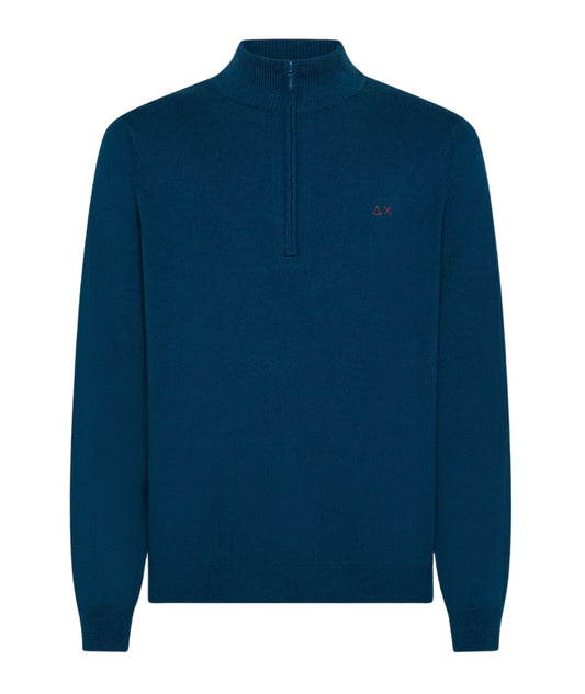Sun68 Maglione Mezza Zip K45107 Blu Petrolio