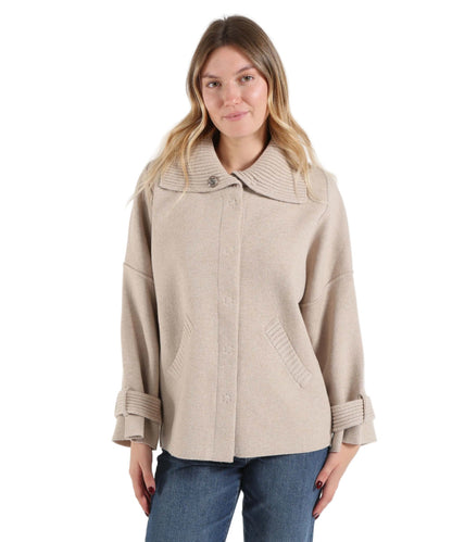 D-Exterior Cappa in Misto Lana e Seta 63120 Beige Tortora
