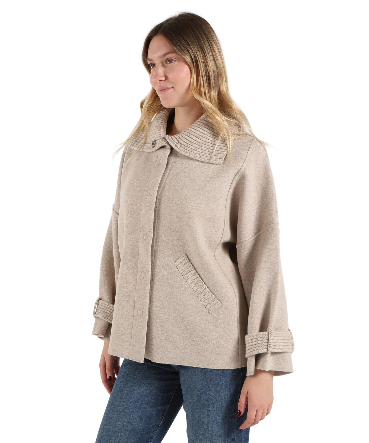 D-Exterior Cappa in Misto Lana e Seta 63120 Beige Tortora