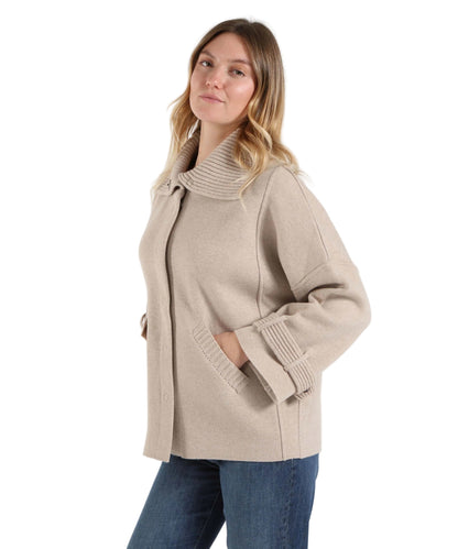 D-Exterior Cappa in Misto Lana e Seta 63120 Beige Tortora