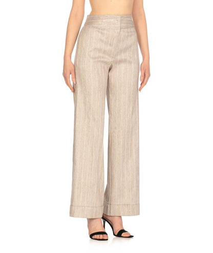 D.EXTERIOR Pantalone Lurex con Risvolto 60772 Beige