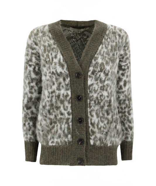 D.Exterior Cardigan Lungo Animalier 61272 20 Wengè