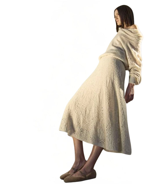 D.Exterior Gonna Svasata in Pizzo 61262 Beige