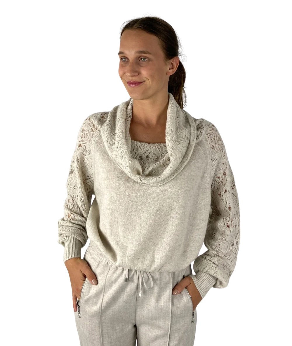 D.Exterior Maglia in Pizzo con Collone 61261 Beige