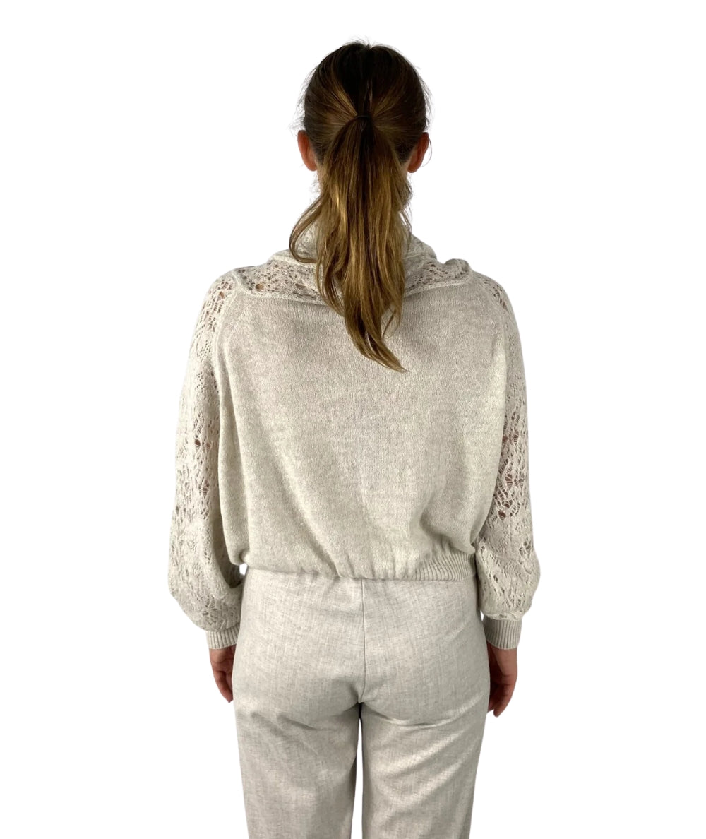 D.Exterior Maglia in Pizzo con Collone 61261 Beige