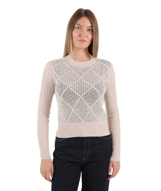 D.Exterior Maglione Girocollo a Rombi 61635 Beige