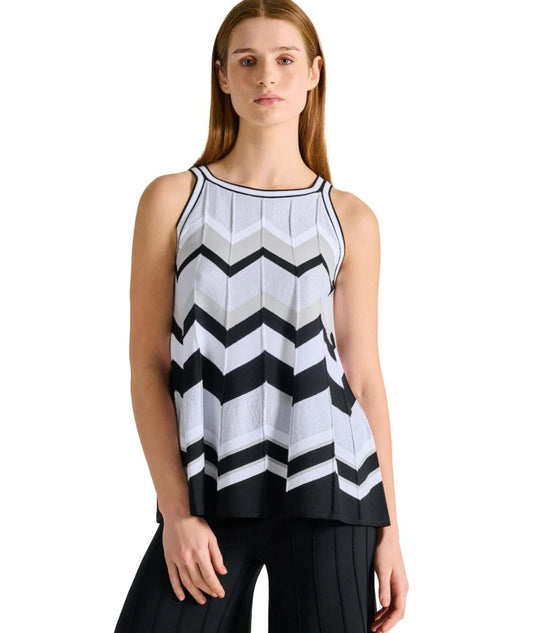 D.Exterior Top Lungo con Motivo Chevron 60126 Nero