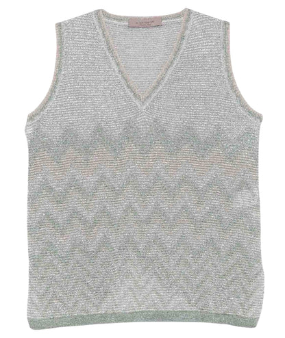 D.Exterior Top Scollo a V in Lurex 60187 Verde Salvia