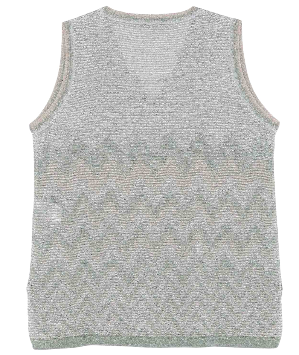 D.Exterior Top Scollo a V in Lurex 60187 Verde Salvia