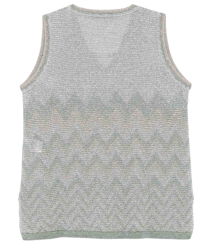 D.Exterior Top Scollo a V in Lurex 60187 Verde Salvia