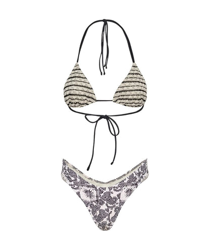 F**K Bikini Triangolo e Slip in Fantasia FK26-SW0400X36 Bianco e Nero