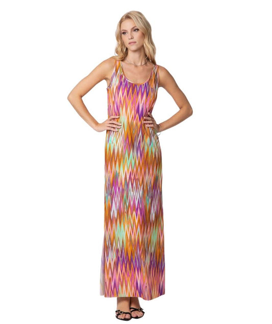 F**K Abito Lungo Fantasia Chevron FK25-2614X08 Multicolore