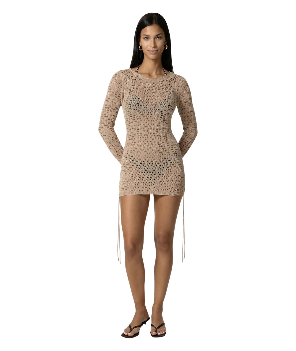 F**K Abito corto in Crochet con Coulisse FK26-SW0107BG Beige
