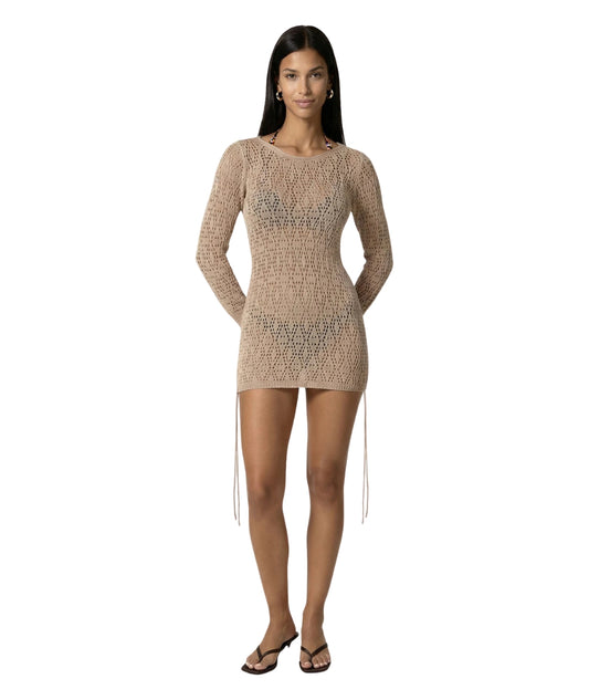 F**K Abito corto in Crochet con Coulisse FK26-SW0107BG Beige