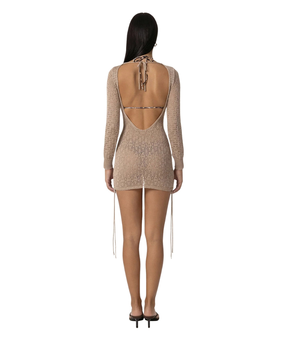 F**K Abito corto in Crochet con Coulisse FK26-SW0107BG Beige