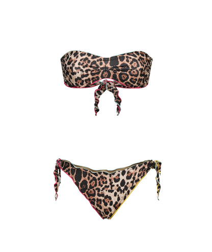 F**K Bikini Fascia e Slip Leopardato FK26-SW2601X02 Marrone