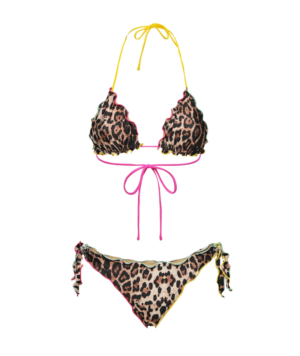 F**K Bikini Triangolo e Slip Leopardati FK26-SW2501X02 Marrone