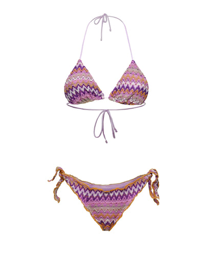 F**K Bikini Triangolo e Slip in Fantasia a Zig-Zag FK26-SW0294MC Viola
