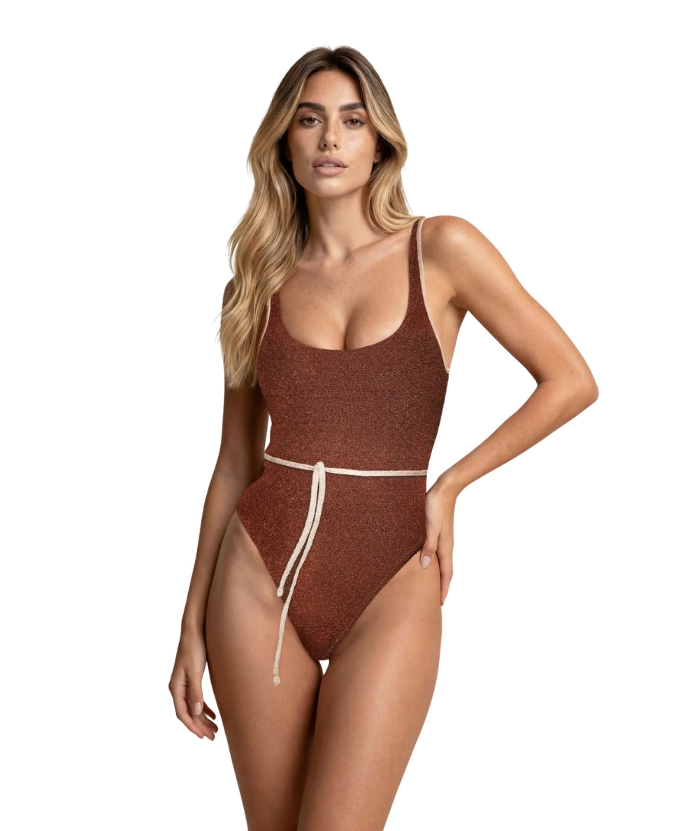F**K Costume Intero in Lurex FK26-SW1113BN Marrone