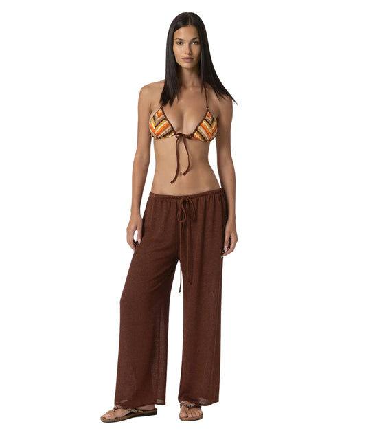 F**K Pantalone in Lurex con Coulisse FK26-SW0757BN Marrone