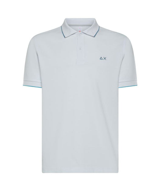 Sun68 Polo Profilo Sottile a Contrasto A35110 Bianco