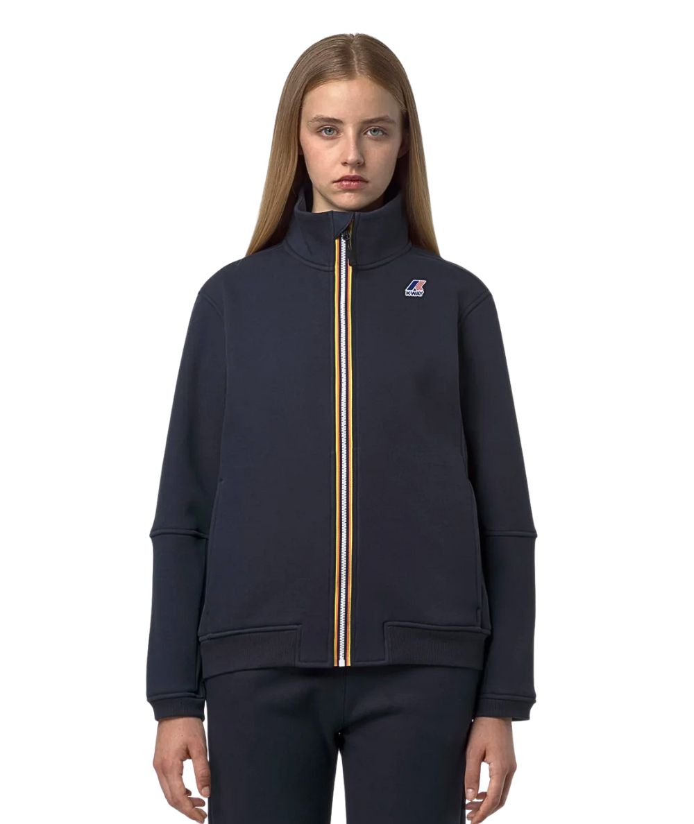 K-WAY Felpa Full Zip Unisex Pepin Brushed Pc K4147MW Blu Navy