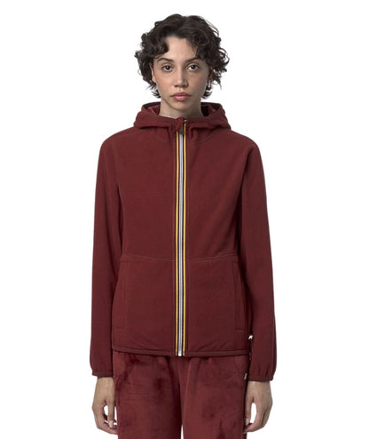 K-WAY Felpa in Pile Lily Velour Polar Double K8138NW Bordeaux