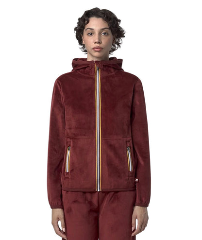 K-WAY Felpa in Pile Lily Velour Polar Double K8138NW Bordeaux