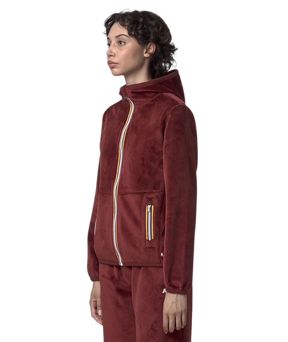 K-WAY Felpa in Pile Lily Velour Polar Double K8138NW Bordeaux