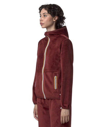 K-WAY Felpa in Pile Lily Velour Polar Double K8138NW Bordeaux