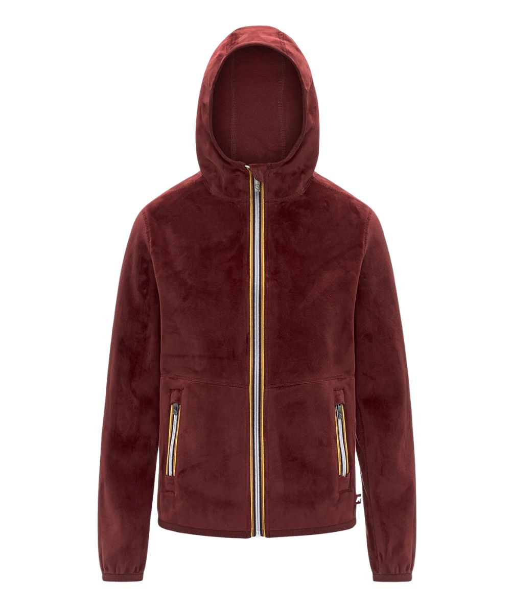 K-WAY Felpa in Pile Lily Velour Polar Double K8138NW Bordeaux