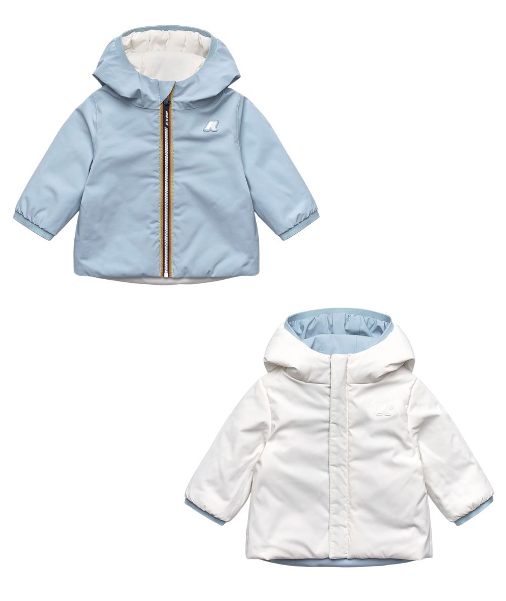 K-Way Piumino E. Jack St Warm Double K71338W Celeste e Bianco