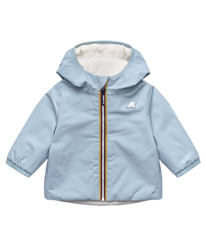 K-Way Piumino E. Jack St Warm Double K71338W Celeste e Bianco
