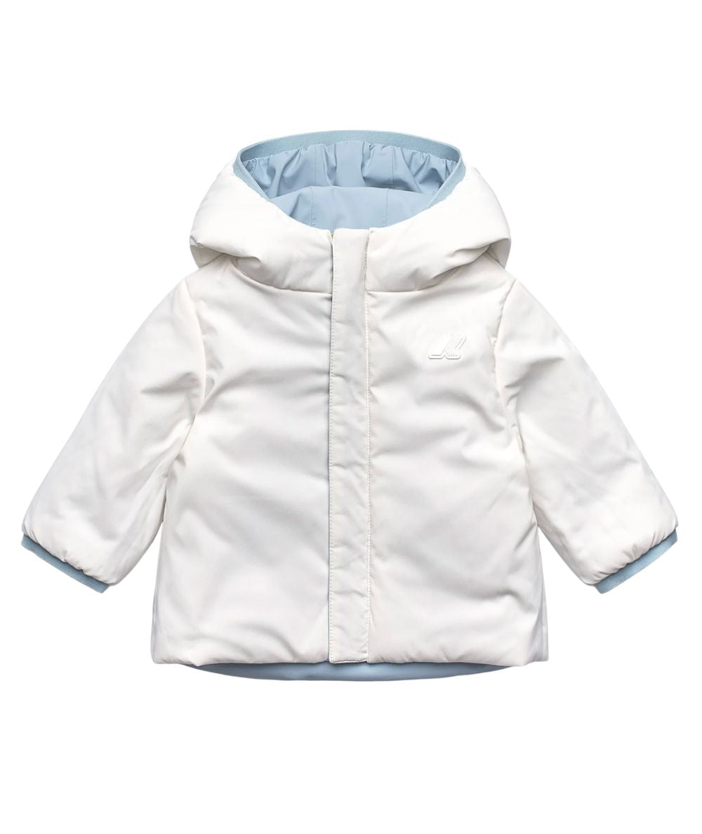 K-Way Piumino E. Jack St Warm Double K71338W Celeste e Bianco