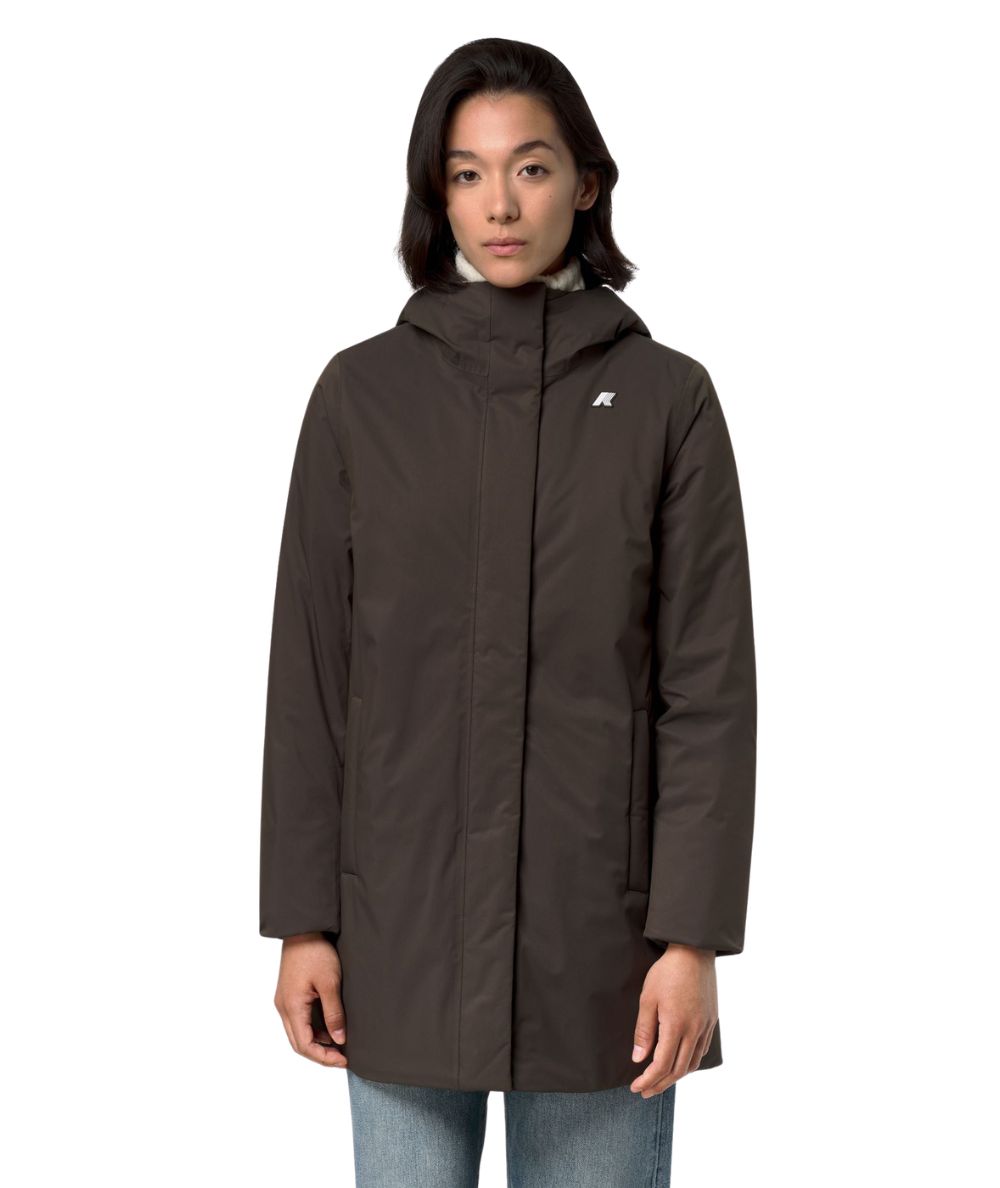 K-WAY Piumino Mid Sophie Twill Soft Beaver K8144CW DDP Marrone Testa Moro