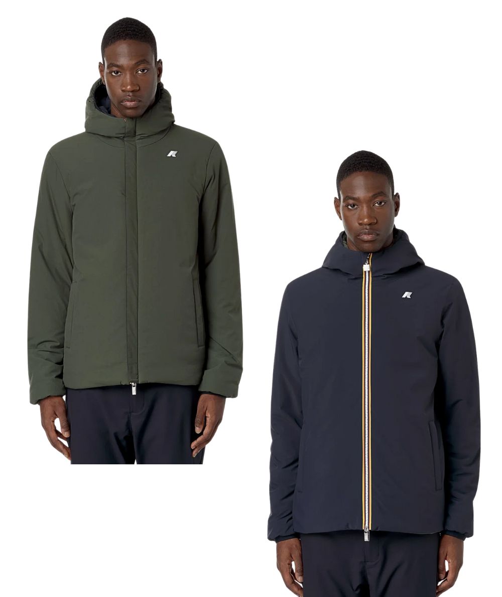 K-WAY Piumino Reversibile Jack St Warm Double  K6128VW Blu Navy e Verde