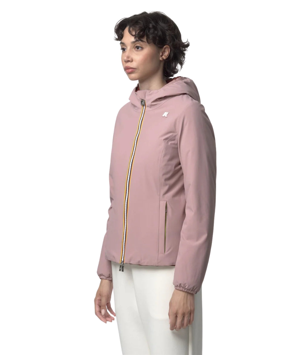 K-WAY Giacca Corta Lily St Warm Double K6128TW Rosa Rosso