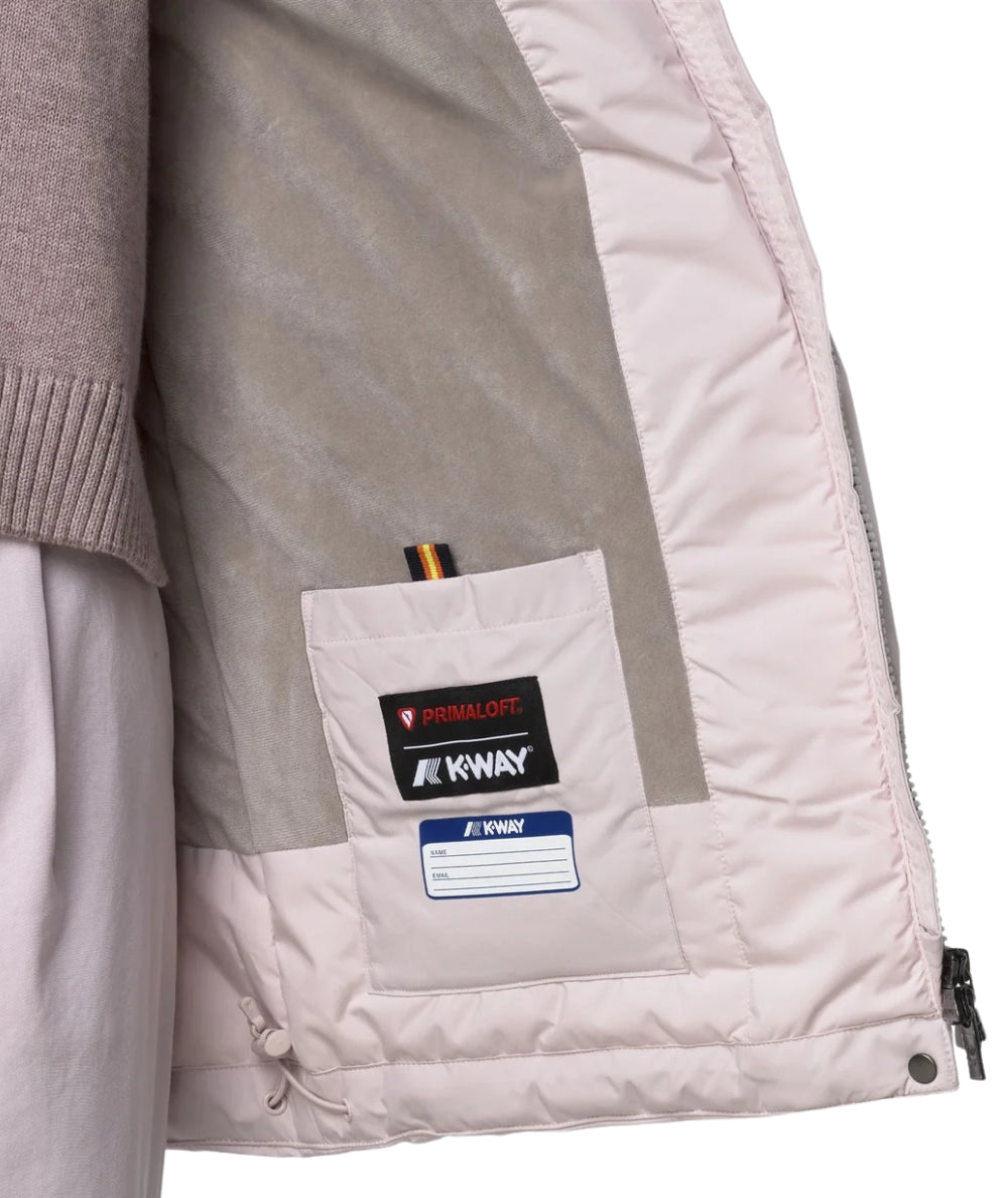 K-WAY Giacca Impermeabile con Cappuccio K71326W Rosa Grigio