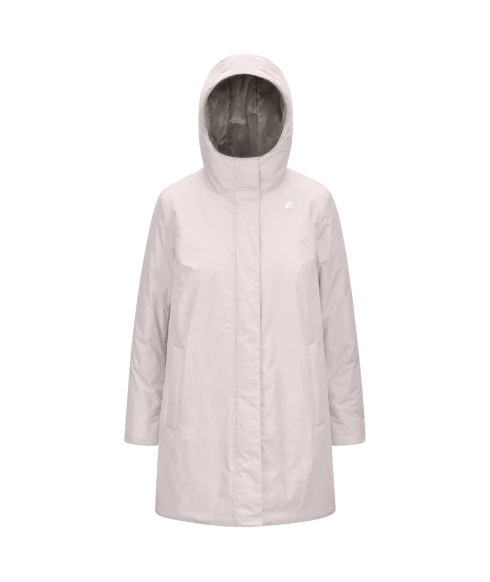 K-WAY Giacca Impermeabile con Cappuccio K71326W Rosa Grigio
