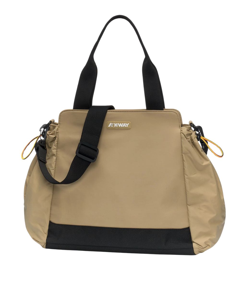 K-Way Borsa Shopping in Nylon con Manici e Tracolla Aisy K4138YW 677 Beige